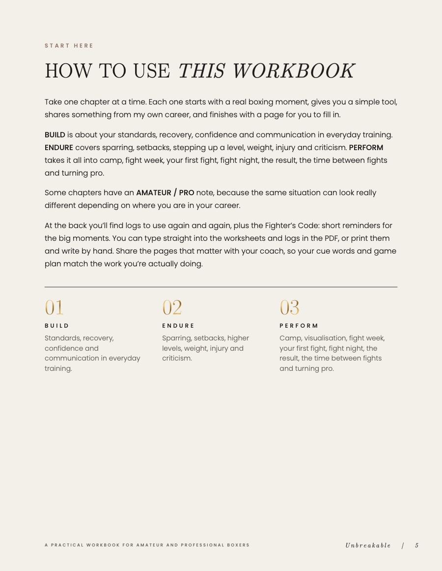 Page 5: how to use the workbook